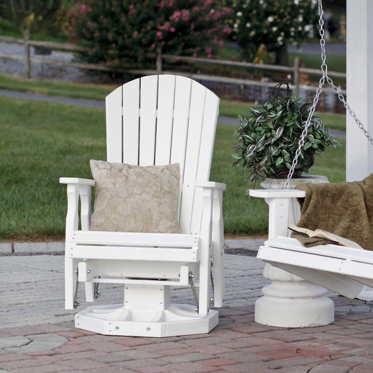 Amish Fanback Poly Patio Swivel Glider - snyders.furniture