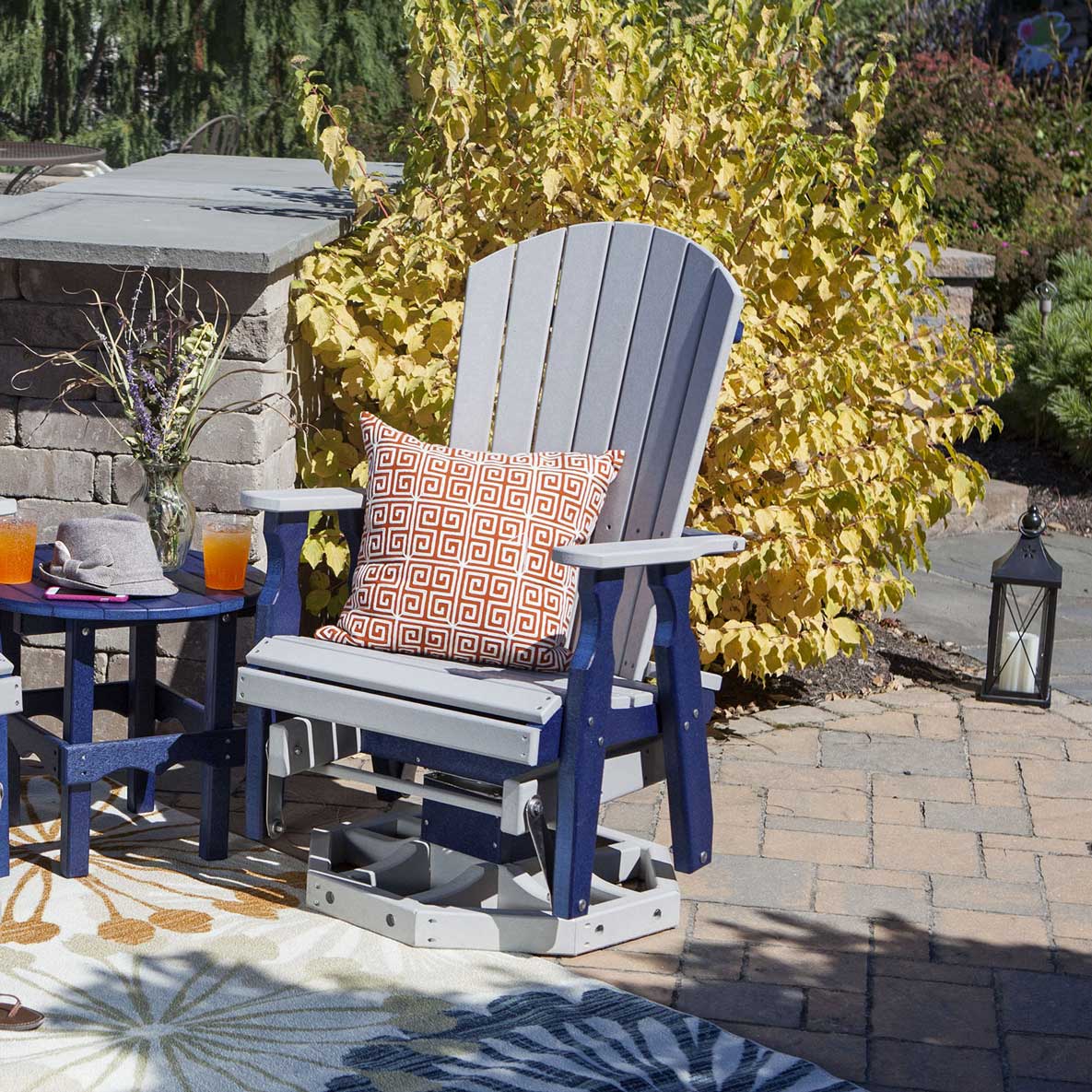 Amish Fanback Poly Patio Swivel Glider Chair