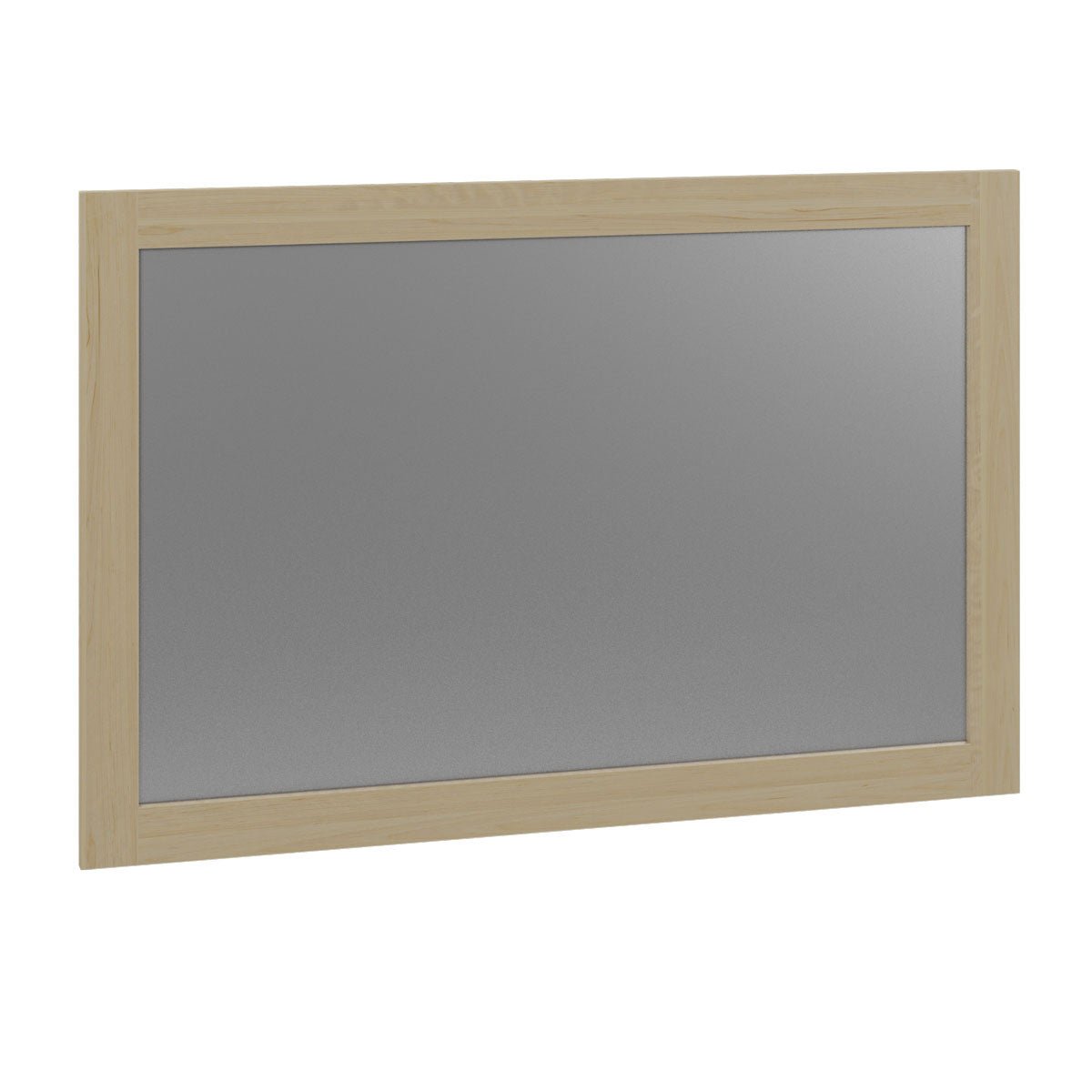 Rectangular mirror with a light blonde maple frame and clean square corners for a dresser