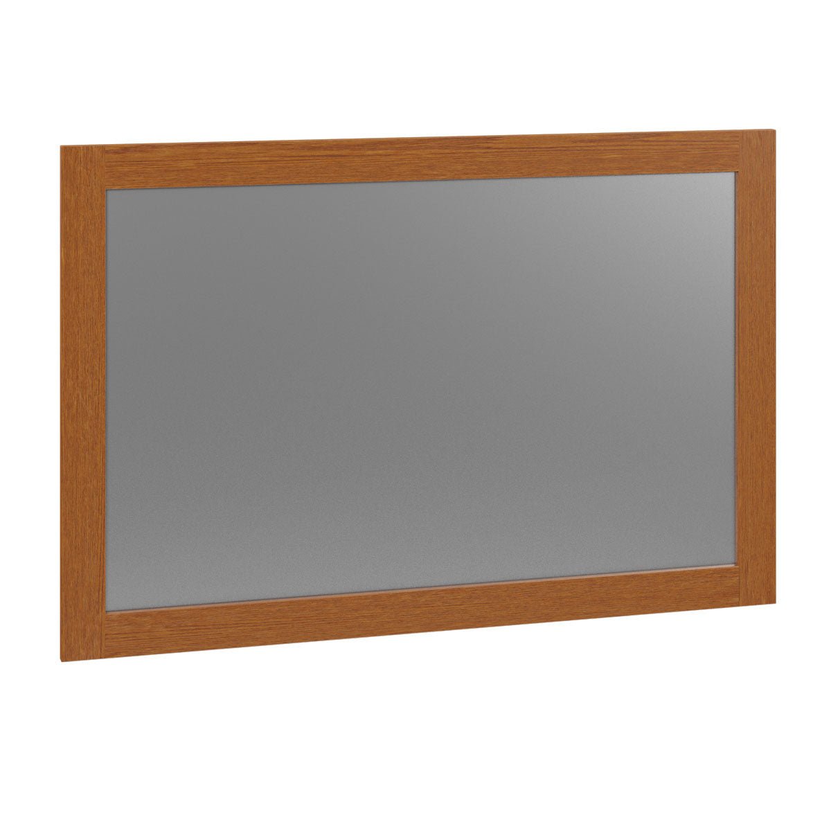 Dresser mirror framed in golden oak with a narrow flat molding, angled on a white background