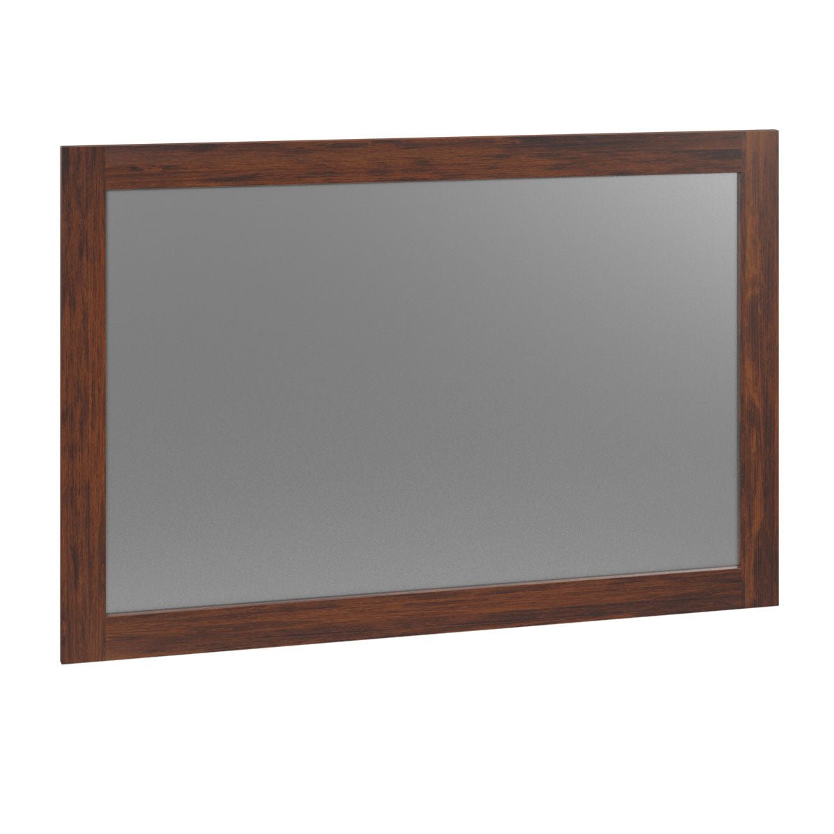 Dresser mirror in a medium reddish brown wood frame with a flat wide molding profile