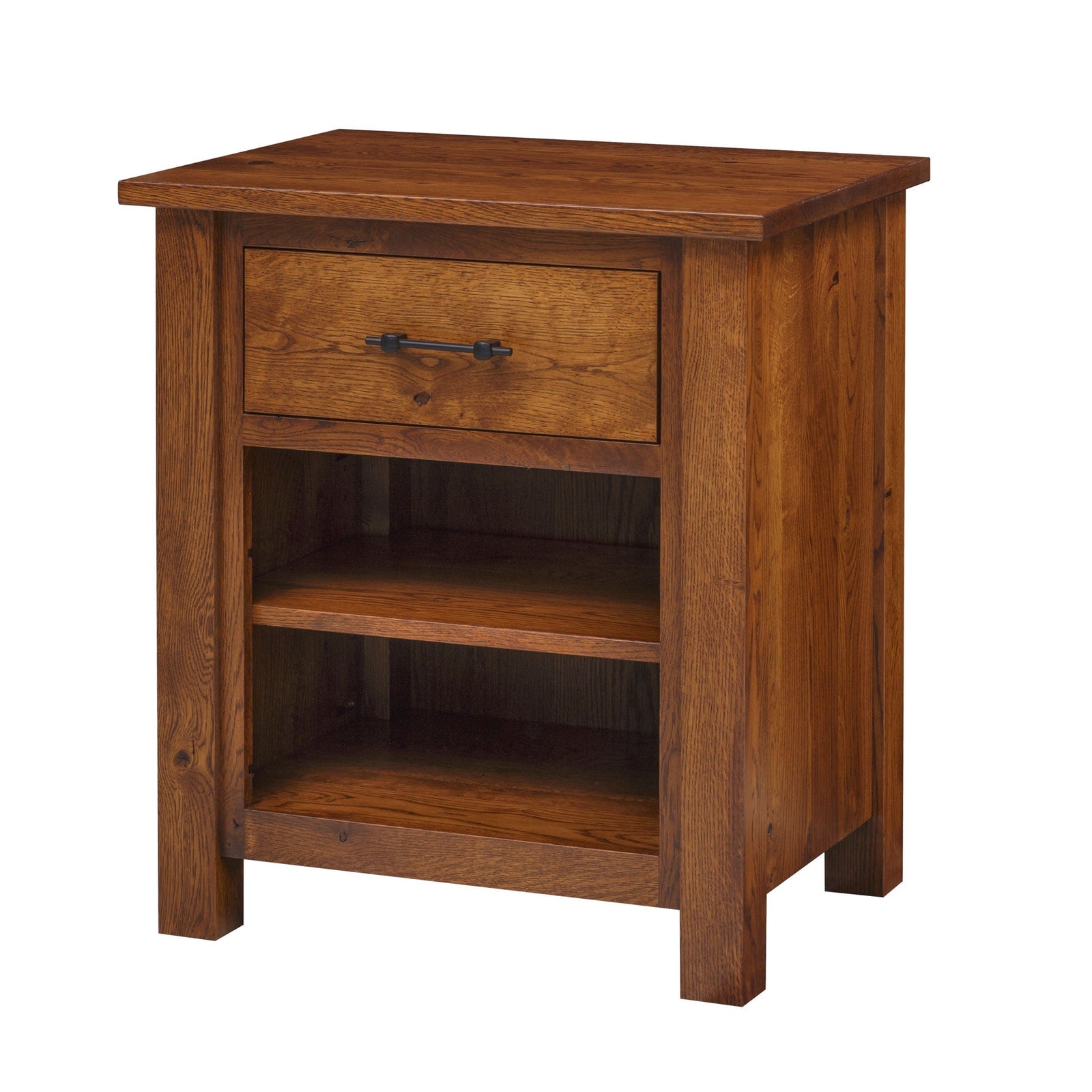 Amish Heirloom Mission 1-Drawer Nightstand shown in the bedroom of a traditional colonial home
