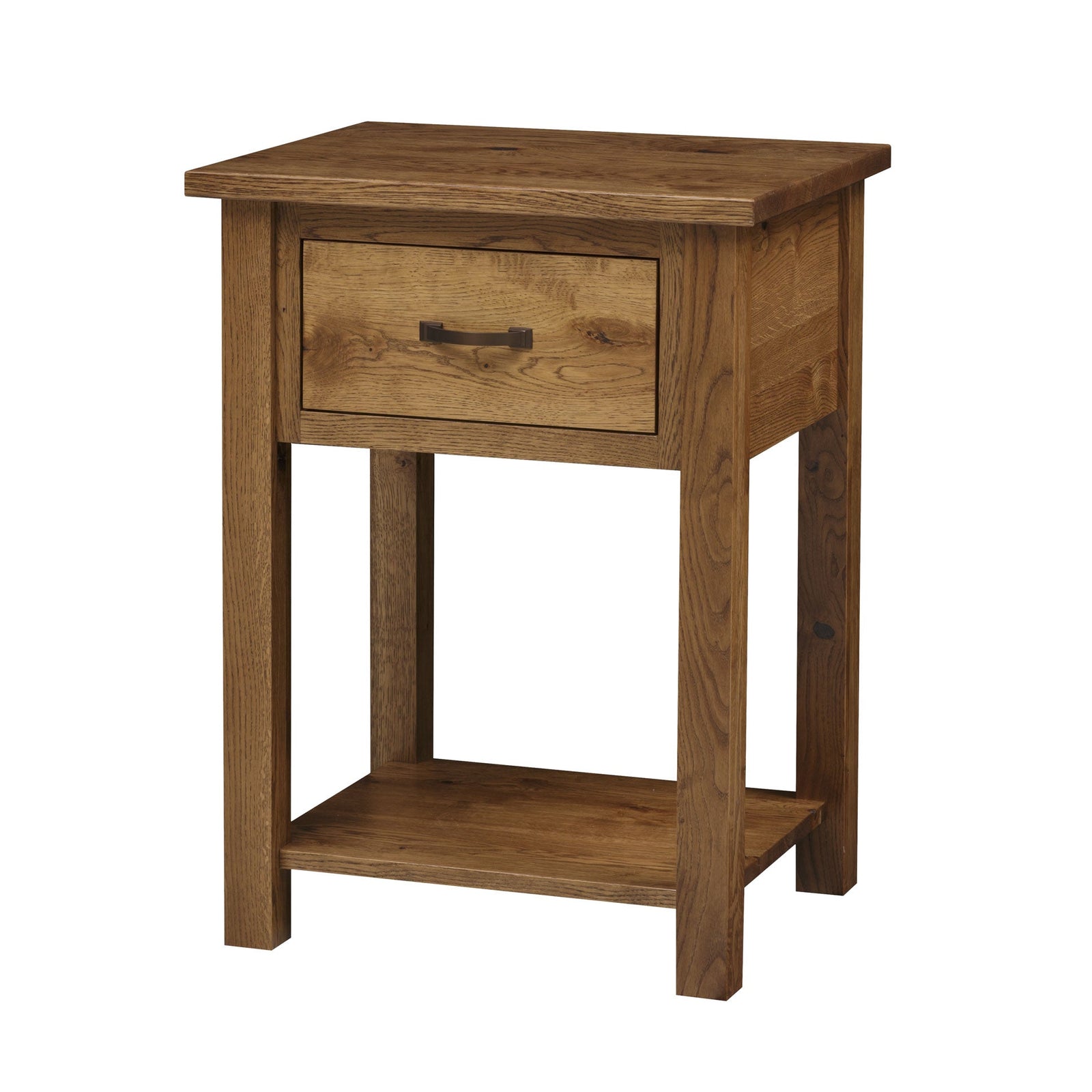 Amish Heirloom Mission Open Table Nightstand shown in the bedroom of a transitional home