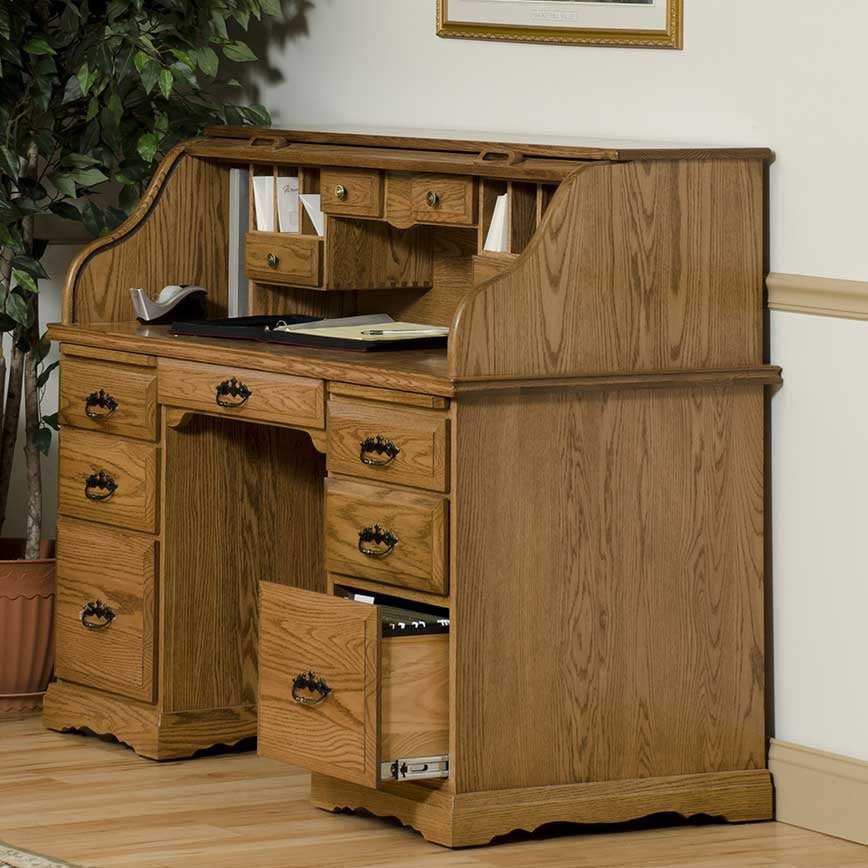 Amish Solid Wood Roll Top Desk