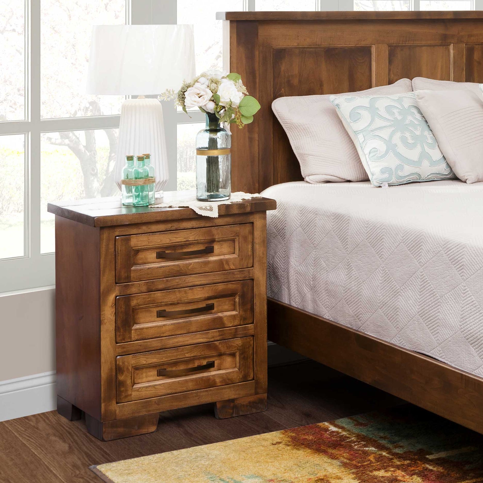 Amish Hudson 3-drawer Rough Sawn Top Nightstand - snyders.furniture