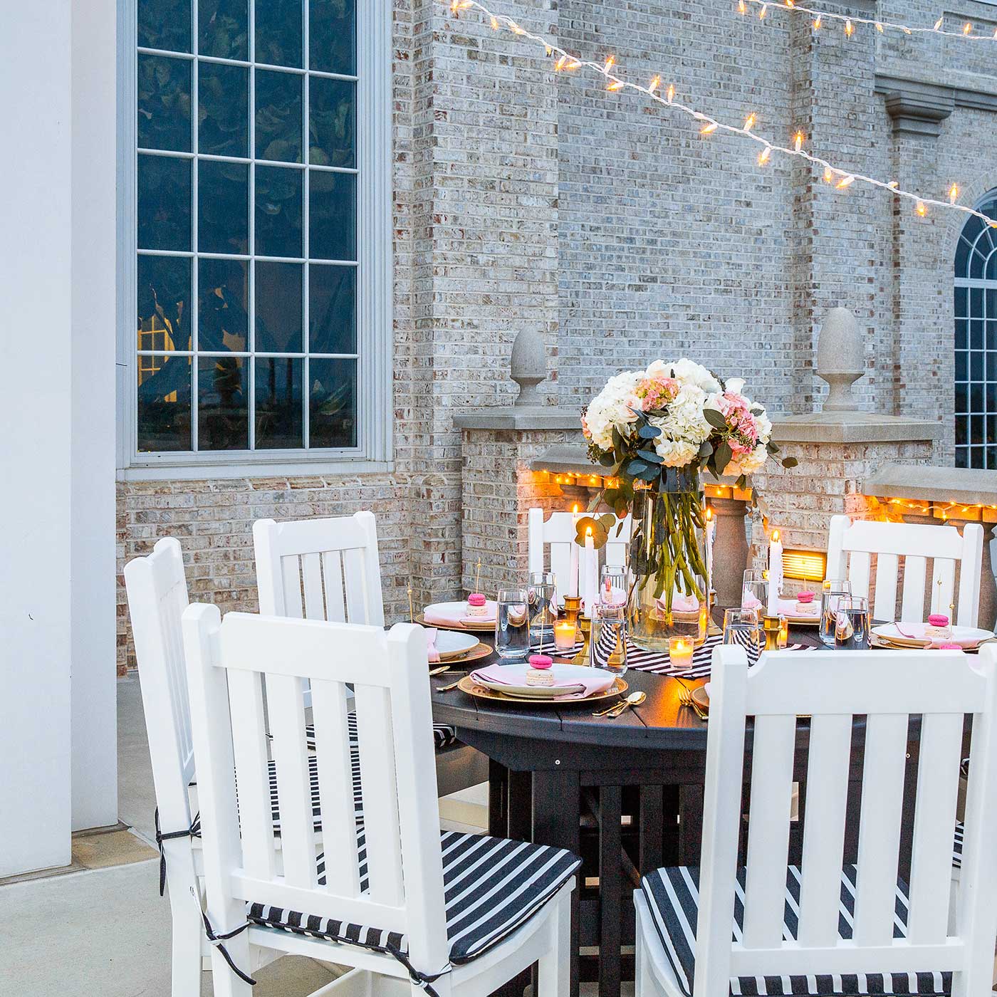 Amish Keystone 60" Round Patio Dining Table Set for 8 - snyders.furniture