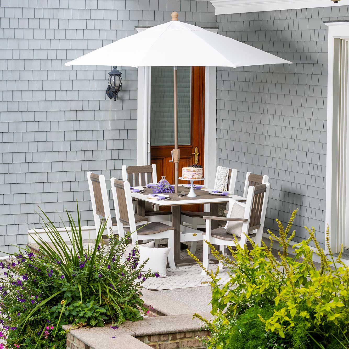 Amish Keystone Rectangular Patio Dining Table & Chair Set for 6