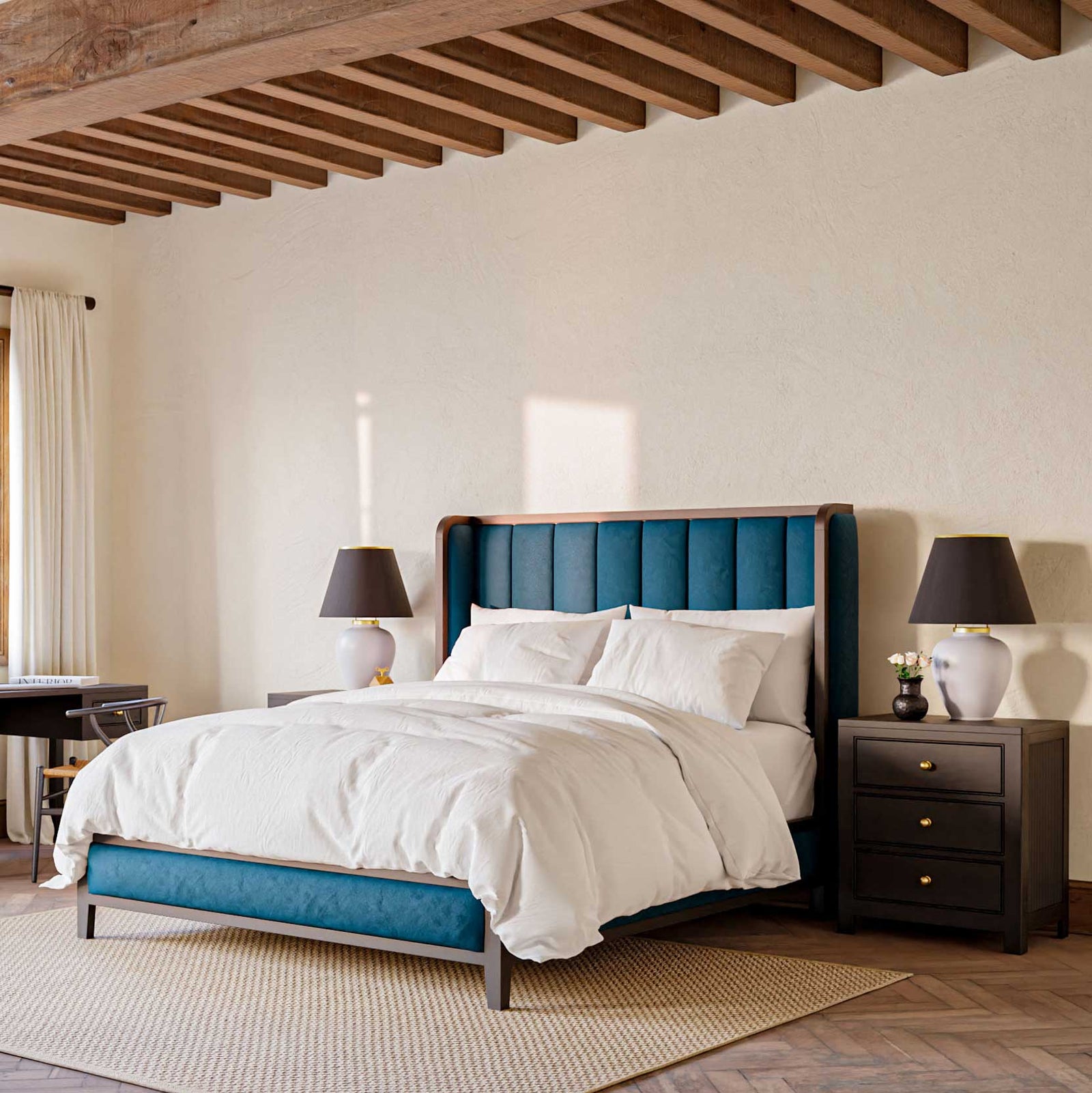 Amish Mid Century Modern Austin Upholstered Bed - snyders.furniture