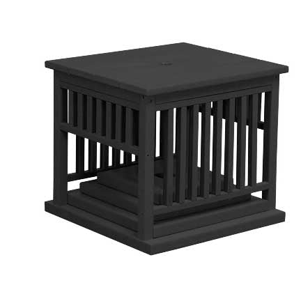 Amish Mission Umbrella Poly Patio Stand shown in the back patio of a transitional home