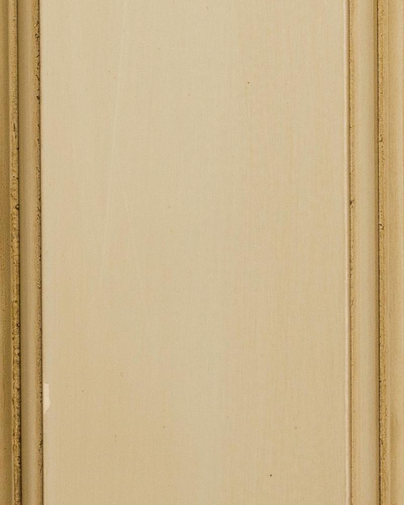 Mist Heritage paint sample in a pale greige beige with softly worn edges on the beaded molding