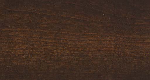 Coffee stain on cherry wood sample, a dark chocolate brown plank with subtle straight grain