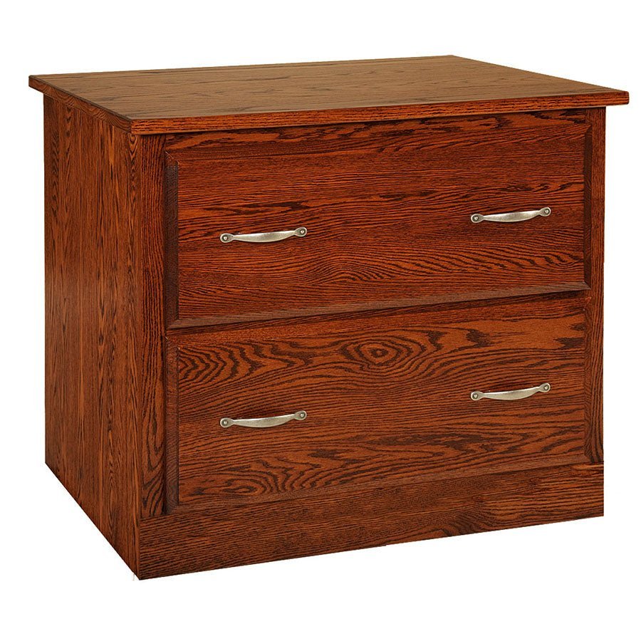 Amish Orrstown Traditional Solid Wood Lateral File Cabinet shown in the home office of a craftsman bungalow home