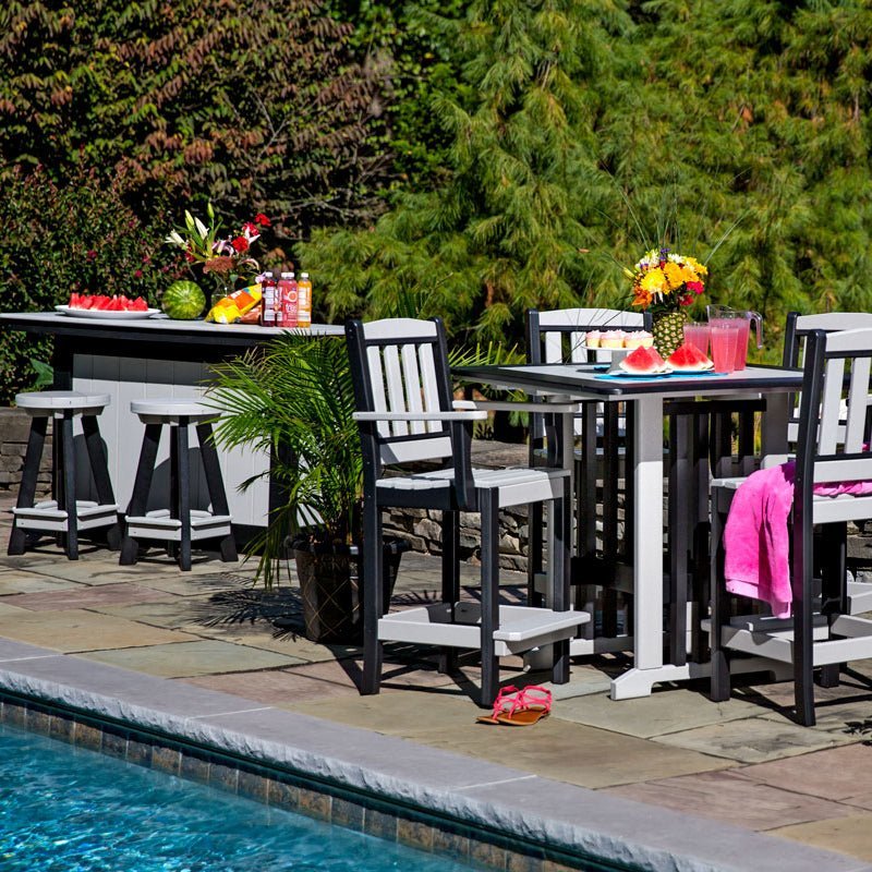 Amish Patio 62" Classic Island & 43" Square English Garden Bar Height 8pc Set - snyders.furniture