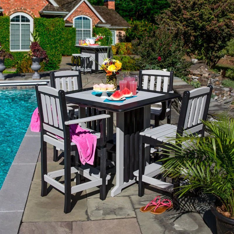 Amish Patio 62" Classic Island & 43" Square English Garden Bar Height 8pc Set - snyders.furniture