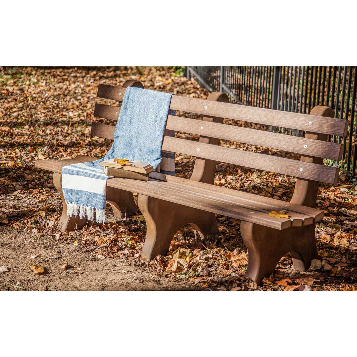 Amish Patio 72&quot; Poly Patio Park Bench with Concrete Legs - Cinnomon