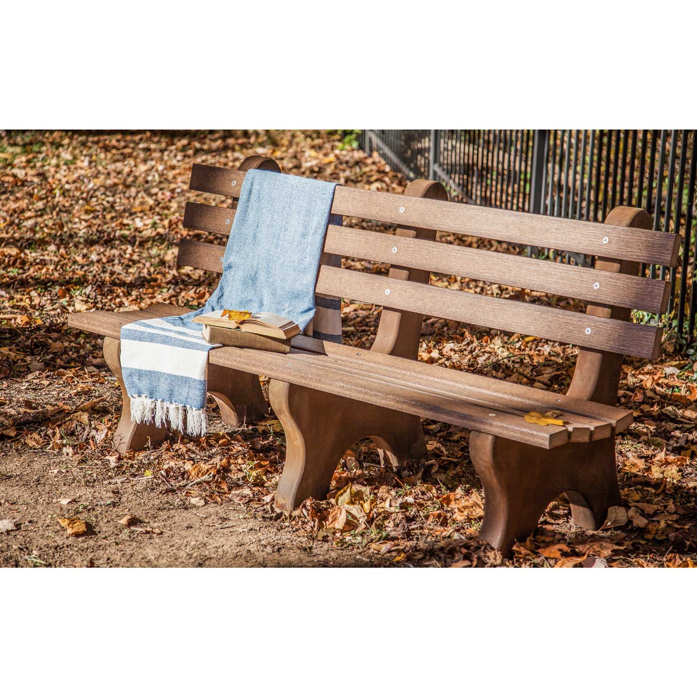 Amish Patio 72" Poly Patio Park Bench with Concrete Legs - Cinnomon