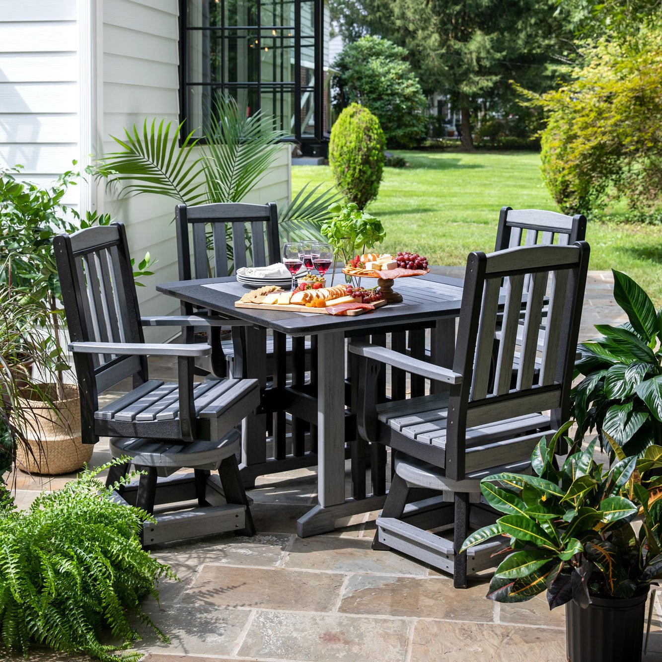 Amish Poly 43" English Garden Swivel Dining Set - snyders.furniture