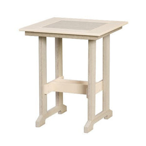 Weatherwood square 29 inch poly table with an inset top panel and matching light foot rail