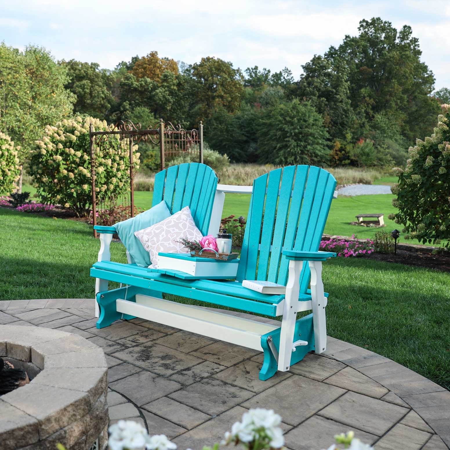 Amish Poly Patio Fan Back Console Glider - snyders.furniture