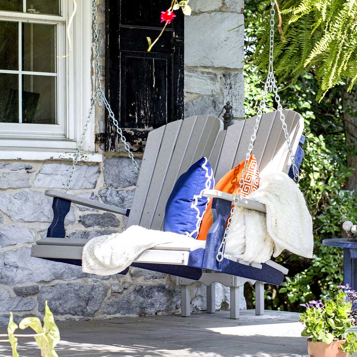 Amish Poly Patio Fan Back Porch Swing