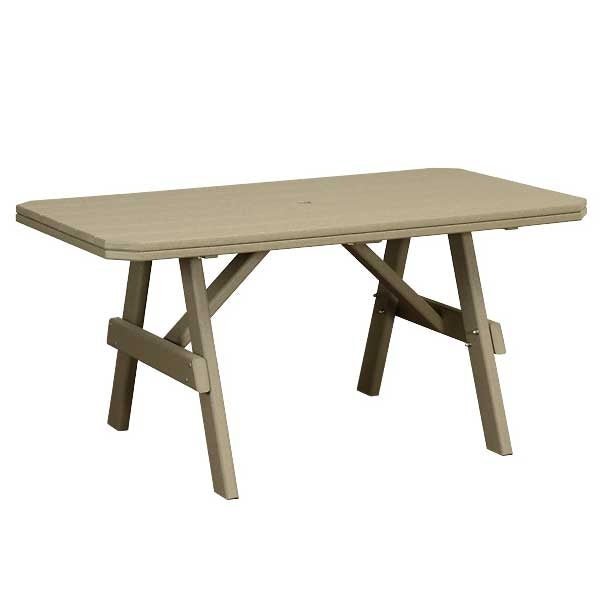 Amish Poly Patio Rectangular Garden Table shown in the back patio of a transitional home