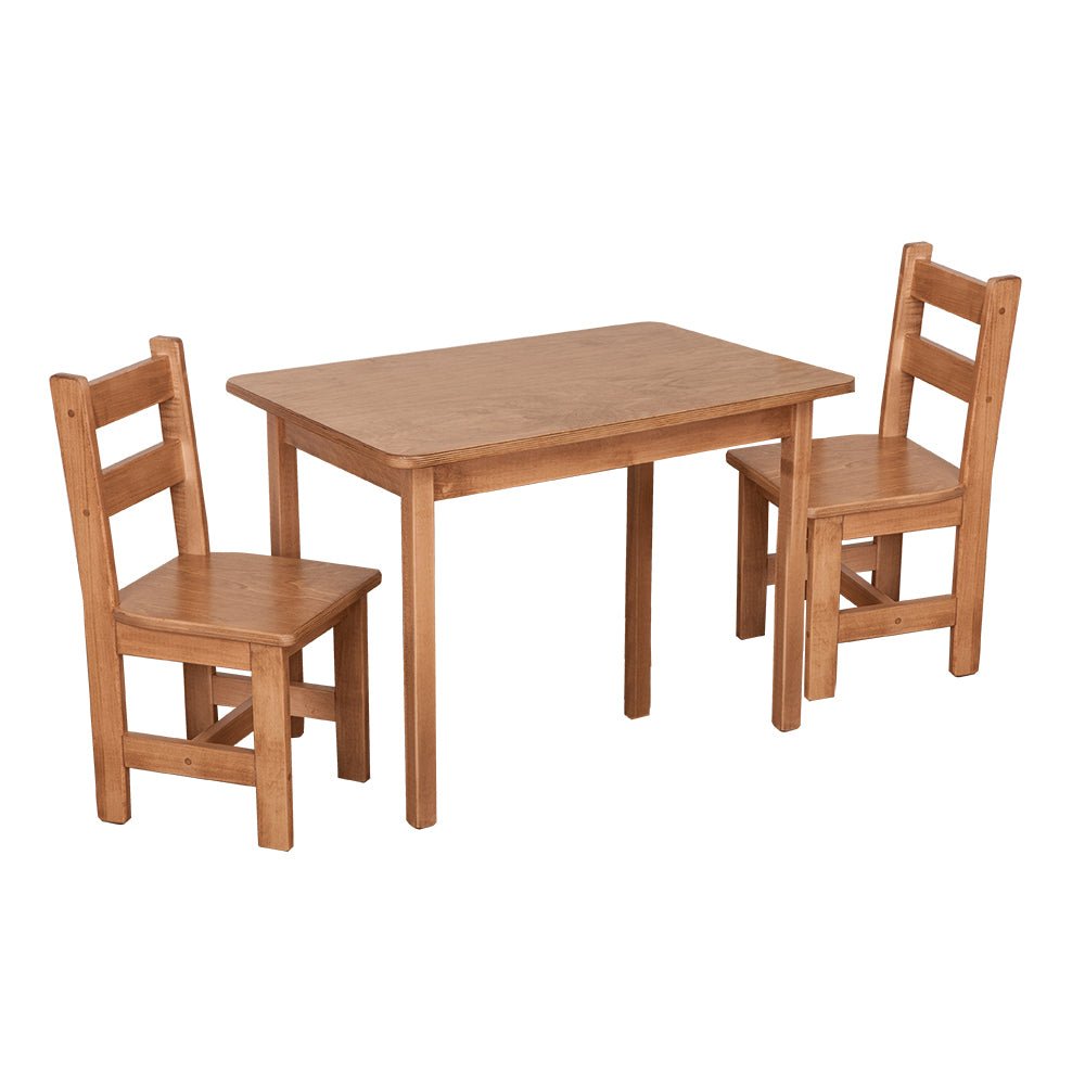 Amish Rectangle Kid's Table Set with 2 Chairs shown in the dining room of a craftsman bungalow home
