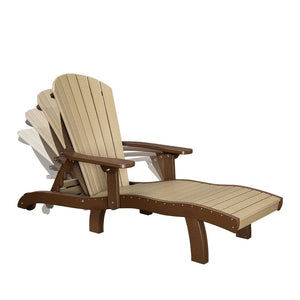 Weatherwood chaise lounge shown with its back adjusted through several reclining positions in one composite image