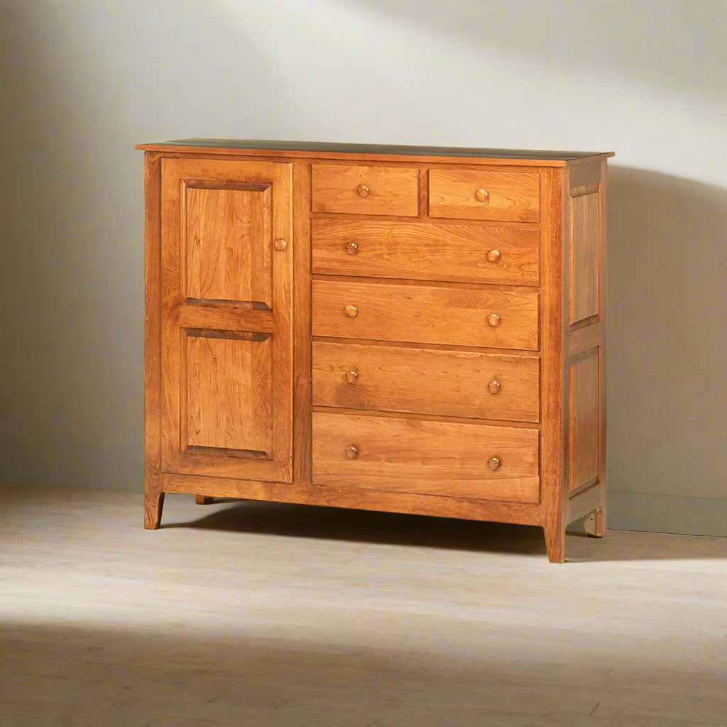 Amish Shaker Windsor 6 Drawer Gentleman Chest with Door Amish Shaker Windsor 6 Drawer Gentleman Chest with Door