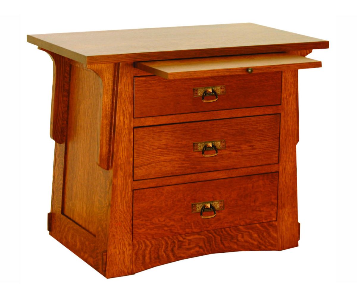 Amish Solid Wood Alamosa 3-Drawer Nightstand with Pullout - snyders.furniture