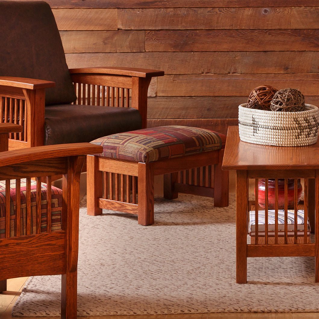 Amish Solid Wood Mission Ottoman - snyders.furniture