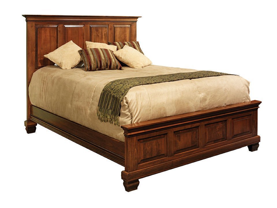 Amish Solid Wood Palatine Panel Bed shown in the bedroom of a transitional home
