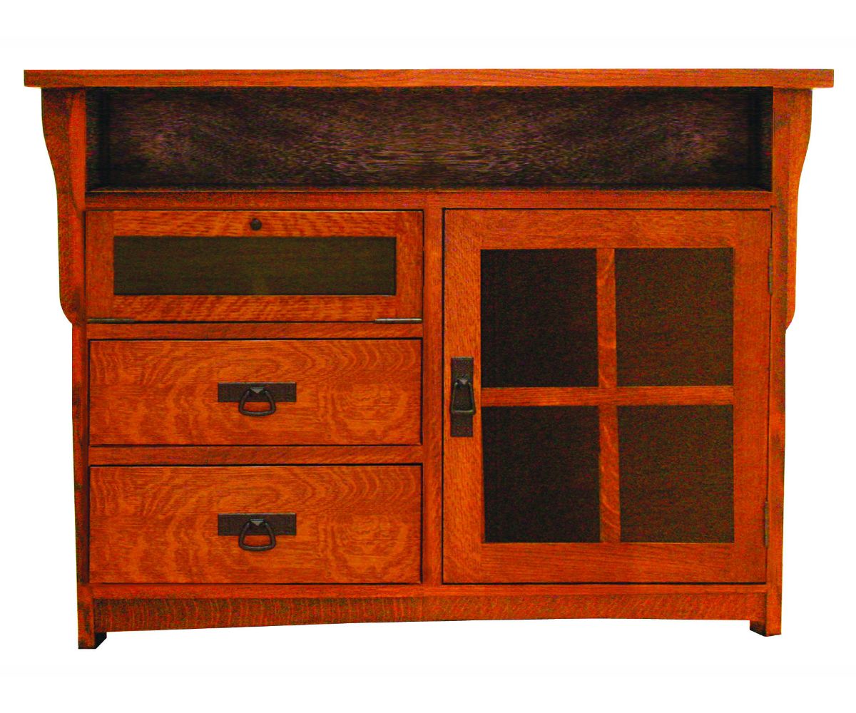 Amish Solid Wood Spanish Mission TV Console 1 Door - snyders.furniture