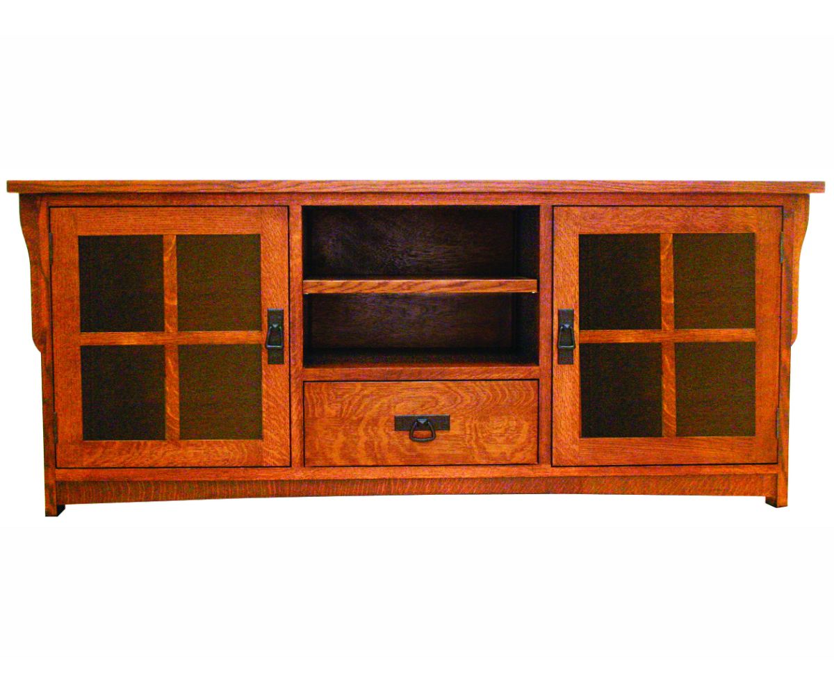 Amish Solid Wood Spanish Mission TV Console 1 Drawer - snyders.furniture