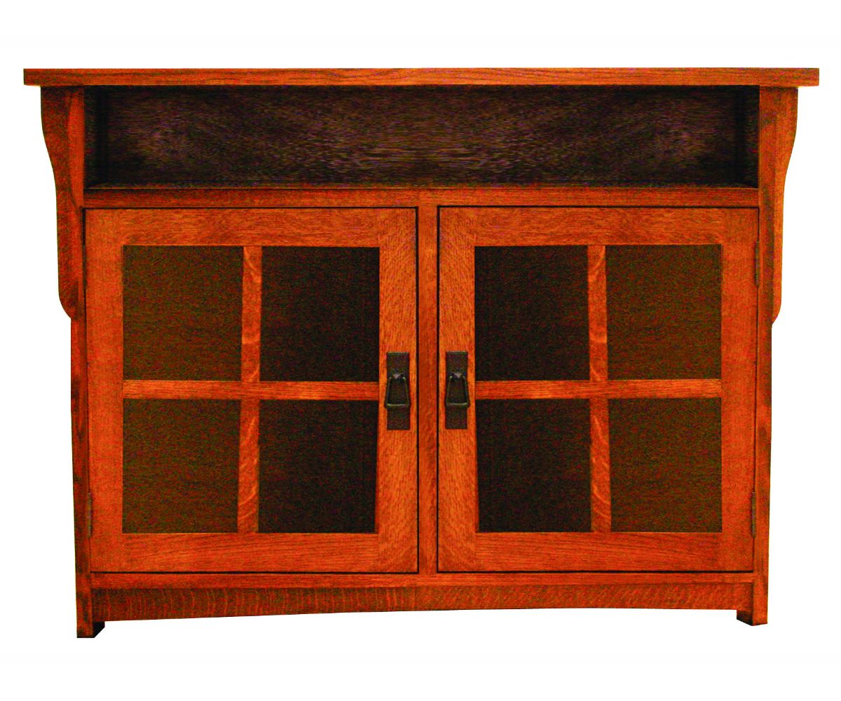 Amish Solid Wood Spanish Mission TV Console 2 Door - snyders.furniture