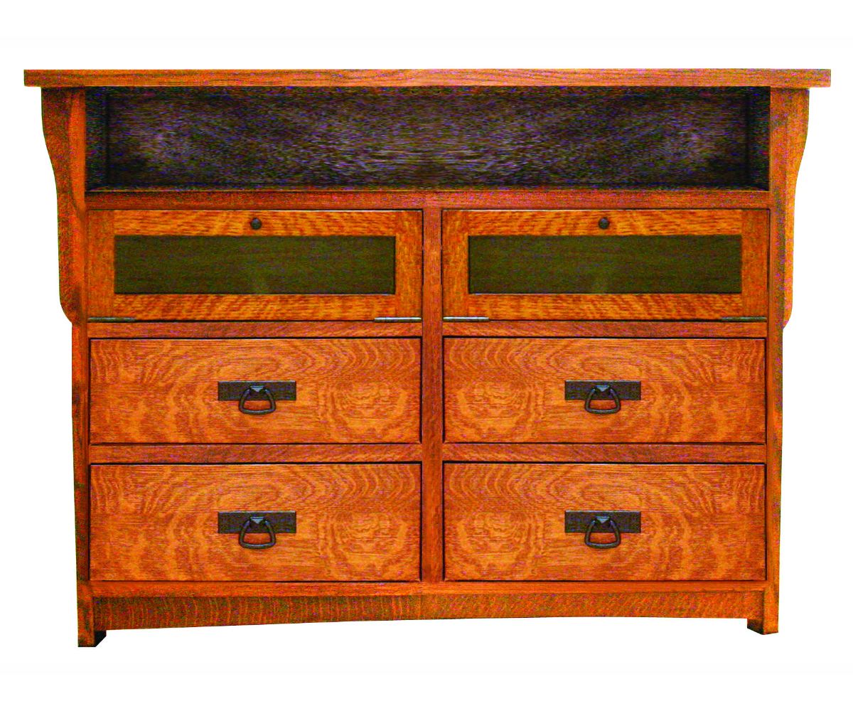Amish Solid Wood Spanish Mission TV Console 4 Drawer - snyders.furniture