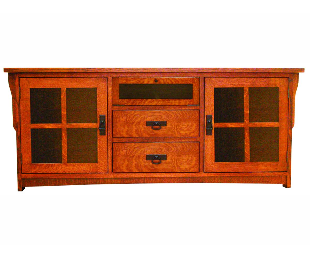 Amish Solid Wood Spanish Mission TV Console - snyders.furniture
