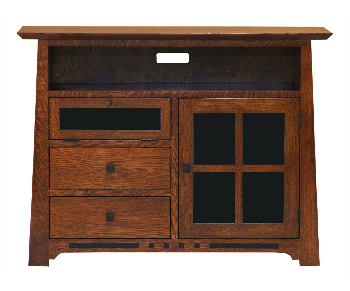 Amish Made Consola de TV Amish de 1 puerta Van Nuys de madera maciza