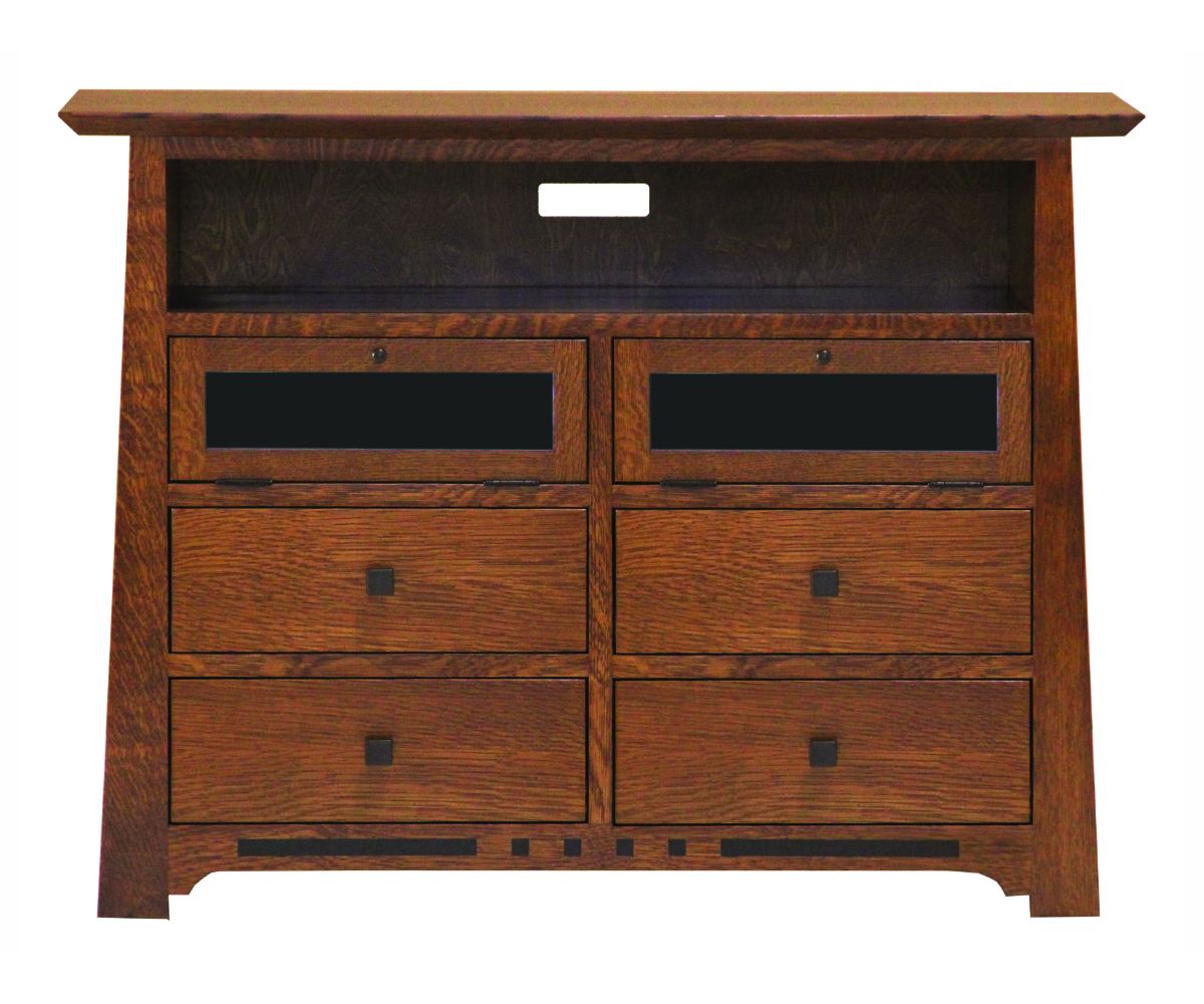 Amish Solid Wood Van Nuys 4-Drawer TV Console - snyders.furniture