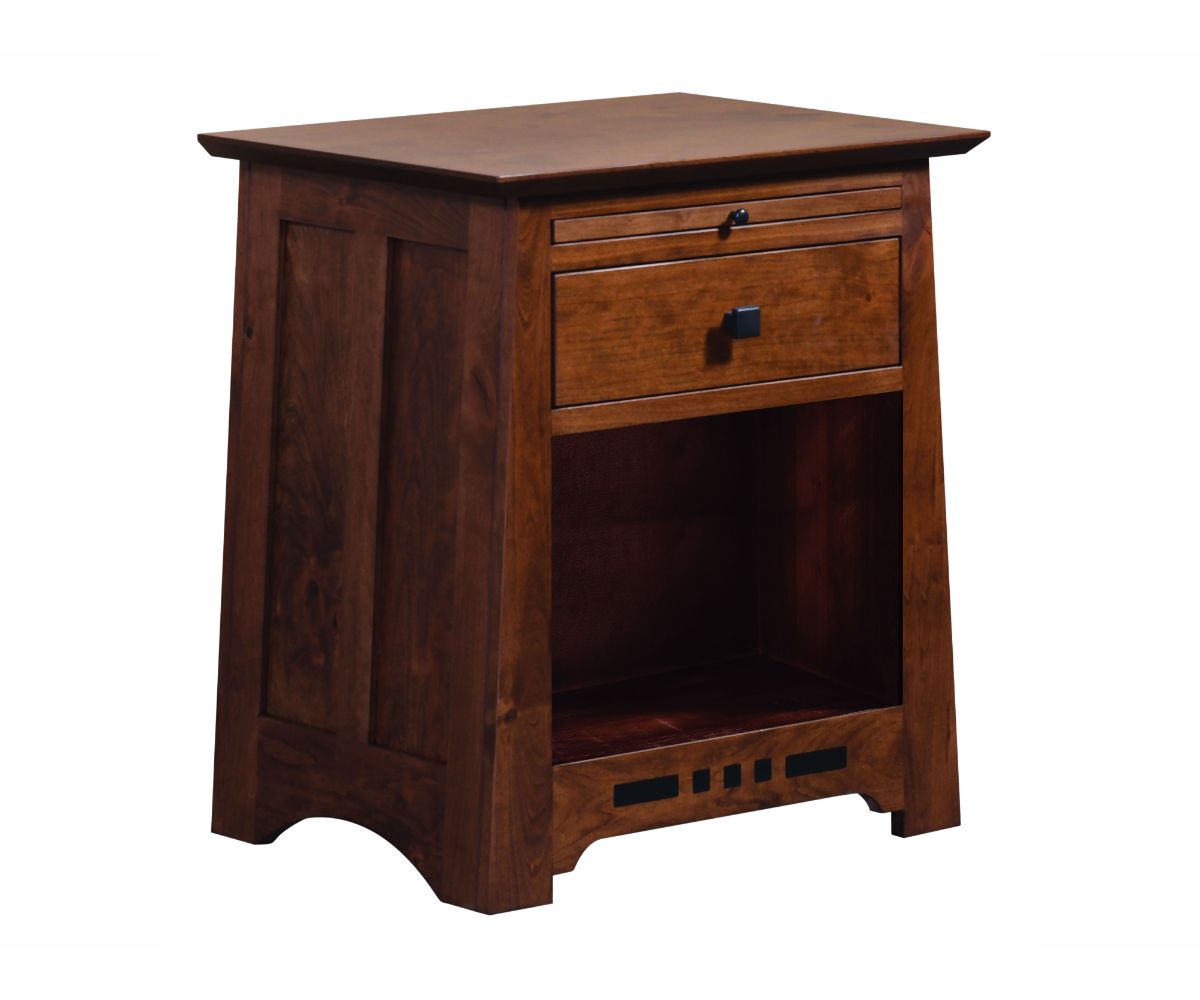 Amish Solid Wood Van Nuys Open Nightstand with Pullout - snyders.furniture