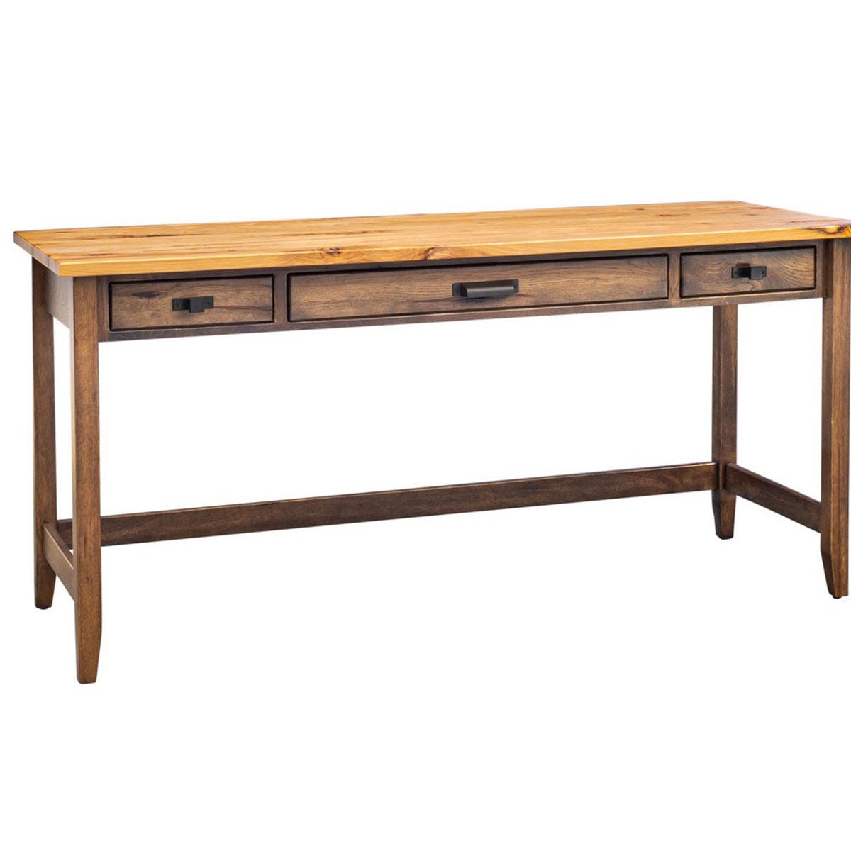 Amish Sugar Grove Mission Solid Wood Large Table Desk shown in the home office of a modern farmhouse home