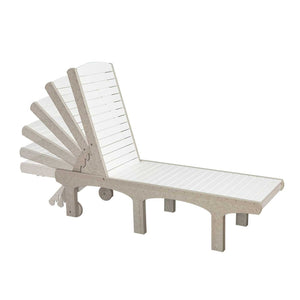 Poly sun lounger shown with its back adjusted through several reclining positions, from upright to flat, on white