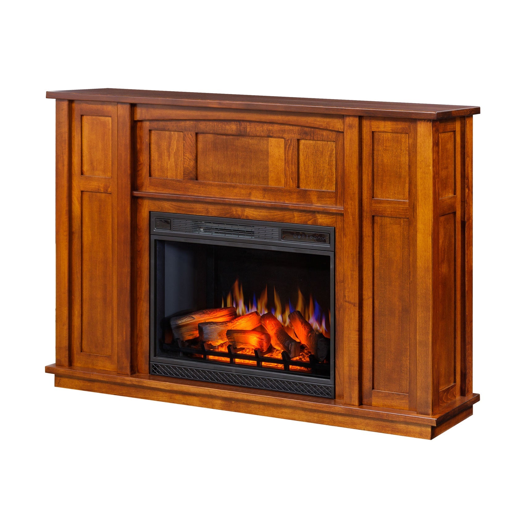 Amish Made | Manto de chimenea de madera Amish con calentador eléctrico