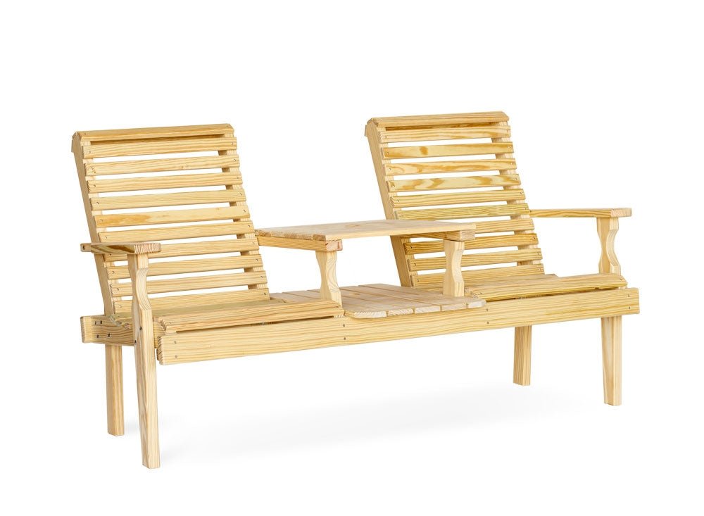 Amish Wood Rollback Settee Leisure Lawns