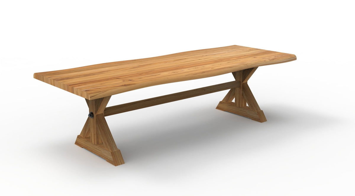 Bartholomew 108&quot; Teak Live Edge Dining Table - Natural - snyders.furniture