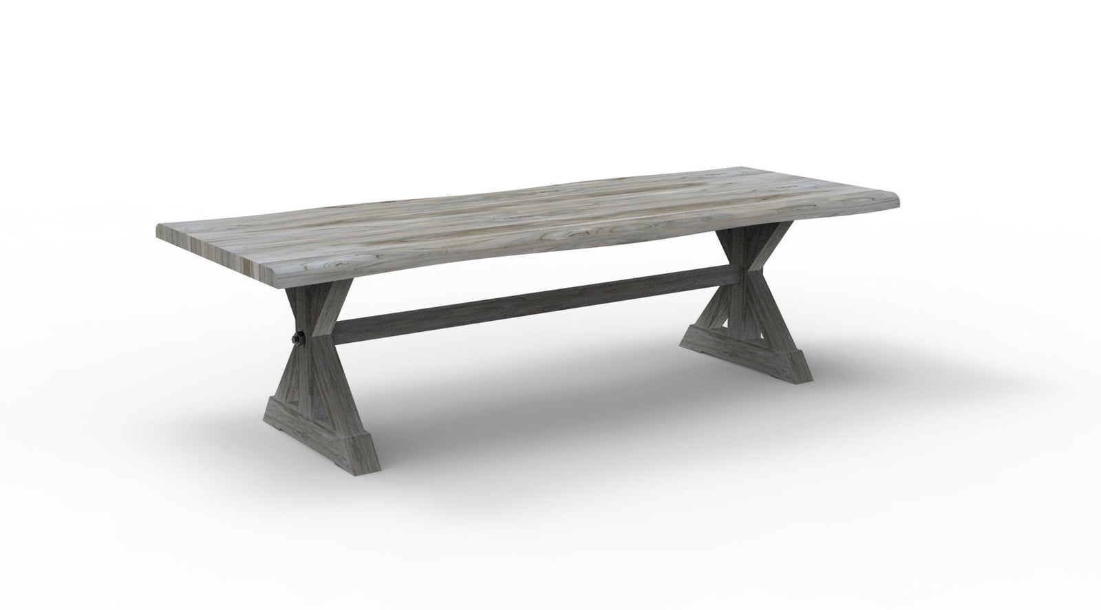 Bartholomew 108" Teak Live Edge Dining Table - Natural + Gray - snyders.furniture