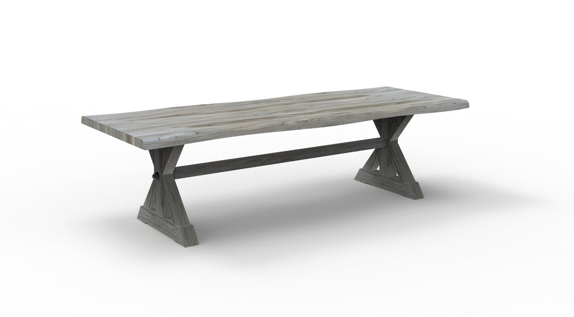 Bartholomew 108" Teak Live Edge Dining Table - Natural + Gray - snyders.furniture