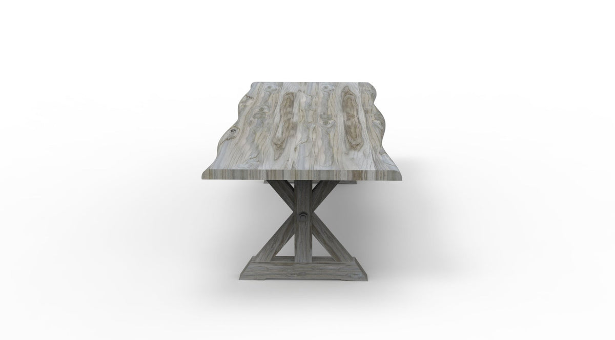 Bartholomew 108&quot; Teak Live Edge Dining Table - Natural + Gray - snyders.furniture