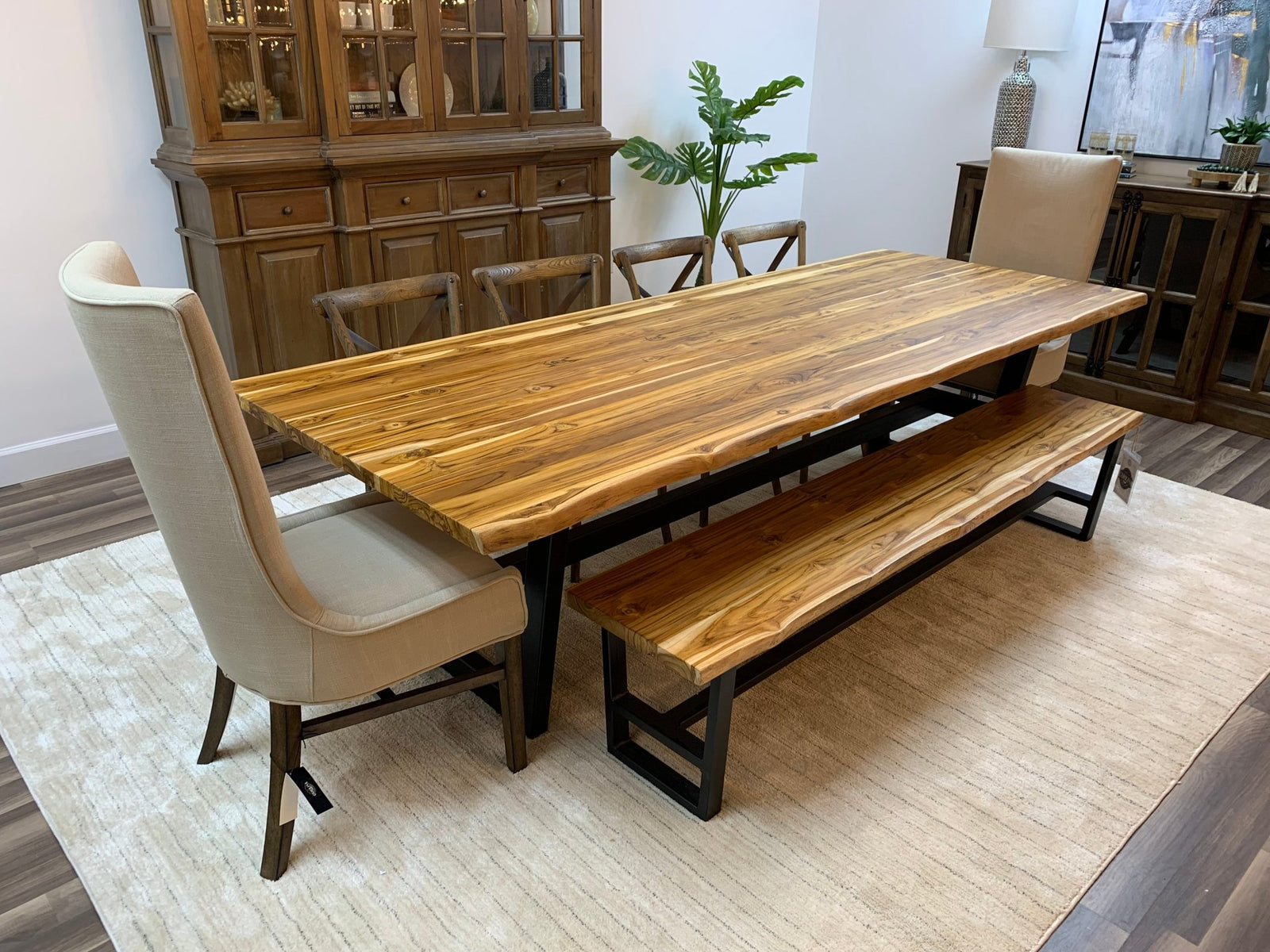 Bartholomew 108" Teak Live Edge Dining Table - Natural Teak - snyders.furniture