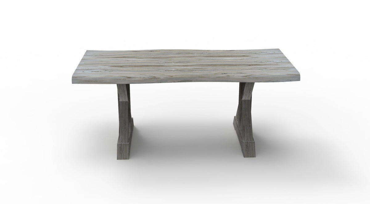 Bartholomew 72&quot; Teak Live Edge Dining Table - Natural + Gray - snyders.furniture