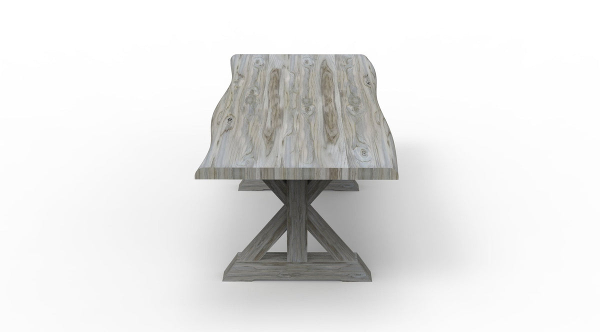 Bartholomew 72&quot; Teak Live Edge Dining Table - Natural + Gray - snyders.furniture